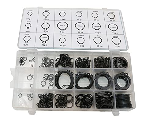18 Sizes Metal Circlip Set 3mm to 32mm Internal External Snap Retaining Ring Assortment Kit (300 Pcs)