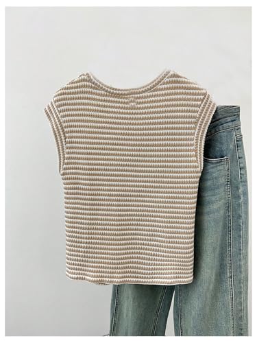 MakeMeChic Girl's Striped Sweater Vest Crew Neck Sleeveless Y2K Summer Knitted Tank Tops2