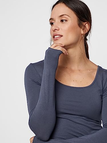 VERO MODA Damen VMMAXI My LS Soft Long U-Neck GA 2er Pack 10167784, Ombre Blue/Ombre Blue, XXL – Ansicht 3