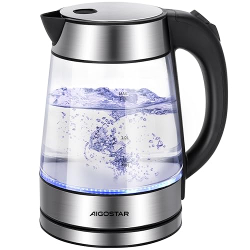 Aigostar Chubby - Edelstahl Glaswasserkocher mit...