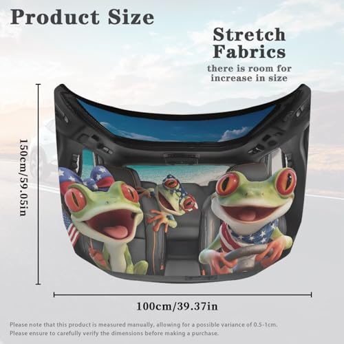 Image of Cute American Frog Car Hood Cover Stretchable Polyester,Engine Cover，Elastic Fabrics Can be Washed,Car Bonnet All-Season Protection