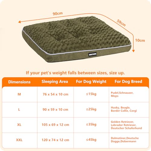 HMTOPE Orthopädisches Hundebett, Hundematte im Doppelstock-Design, Waschbar Hundekissen, Abnehmbar Hundekorb, 90 cm für Kleine bis Mittelgroße Hunde, Olivgrün