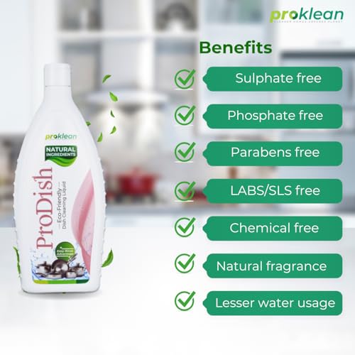 Proklean ProDish Wash Liquid Gel, Herbal Dishwasher-Liquid, Effective Cleaning for Kitchen Utensils - Removes Burnt-On Food & Odor, Eco-Friendly &... - Image 3