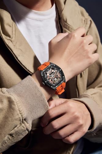 Image of ALIX Men's Automatic Skeleton Self-Winding Water Resistant Chronograph Analog Watch