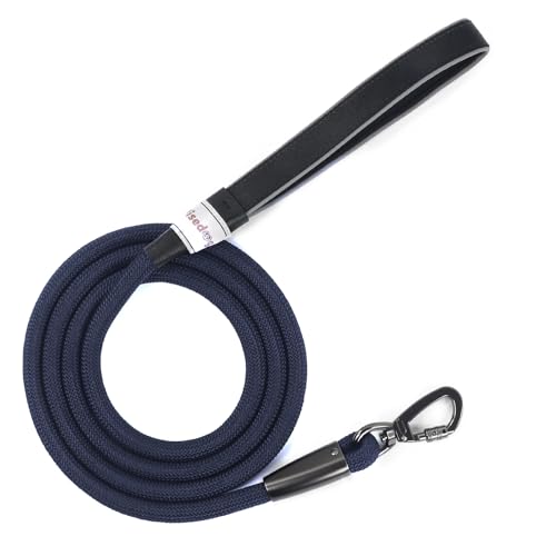 Wisedog Longline Laisse en corde résistante, poignée rembourrée douce, Bleu mer, 1,9 m