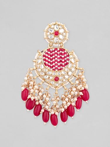 Image of Rubans Chandelier Earrings Kundan Pearl Traditional Jewellery Wedding Festive Gift for Women & Girls