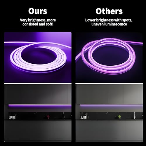 Image of 16.4 Feet LED Neon Strip Light | 12V Adapter, Waterproof IP65, Silicone Flexible Rope Light for Home Wall Decor & Gaming Room| Led Strip Lights | Neon Lights 5 Meter | (Purple)
