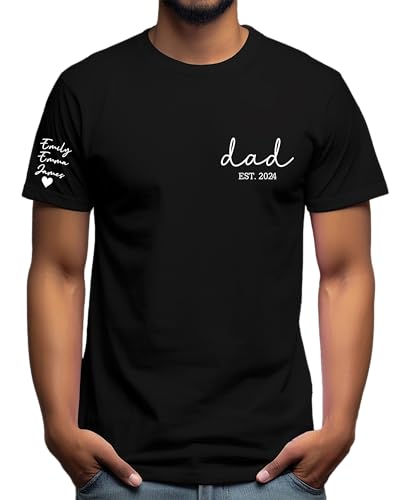 Custom Dad Shirts with Kid Name Personalized Dad Tshirt New Daddy Shirts for Men New Baby Girl Daddy Est 2025 T-Shirt Birthday from Daughter4