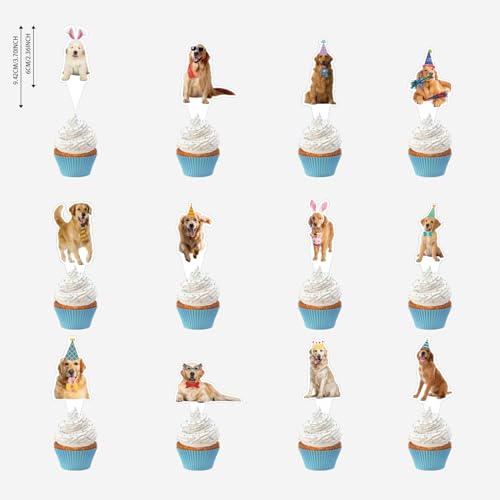 25 Pcs Golden Retriever Kuchen Dekorationen Golden Retriever Kuchen Topper Cupcake Toppers für Golden Retriever Hund Geburtstag Dekorationen Golden Retriever Party Dekorationen