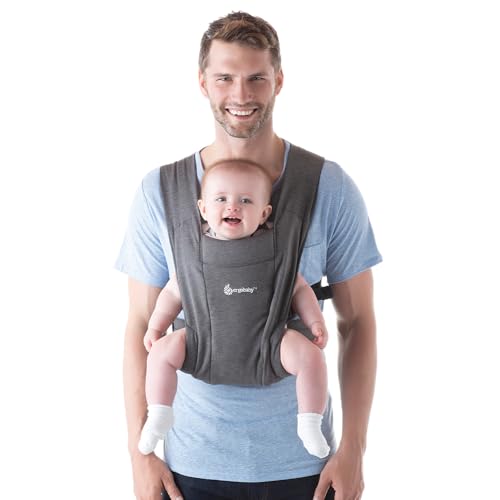 Image of Ergobaby Embrace Baby Carrier Newborn to Toddler - Breathable Baby Carriers for Summer - Cozy Essentials (7-25 Pounds), Ponte Knit, Heather Grey