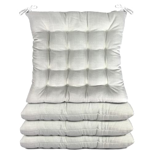 TIENDA EURASIA - Cojines para Sillas, Pack de 4 Unidades, Medida 40 x 40 x 5 cm, Cojín de Asiento de Relleno de Fibra Acolchada, Colores Pastel, Ideal para Cocinas, Comedores, Terrazas (Crudo)