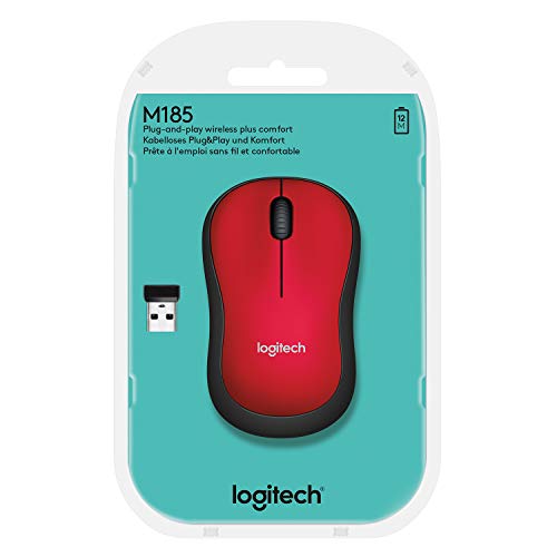 Logitech-M185-Wireless-Mouse-24GHz-with-USB-Mini-Receiver-12-Month-Battery-Life-1000-DPI-Optical-Tracking-Ambidextrous-Compatible-with-PC-Mac-Laptop-Red