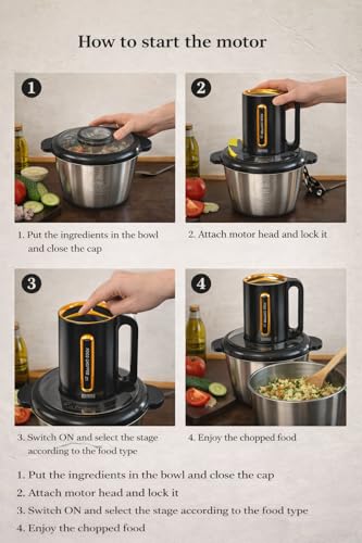 Image of Chef 400 Watts Electric Chopper for Kitchen, Twin Blade Technology, 3000 ml 'chop-n-store' plastic bowl with lid, Vegetable Chopper, Cutter, Chop, Mince, Dice, Whisk, Blend