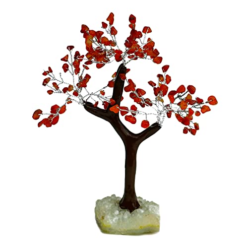 Image of REMEDYWALA Charged Red Carnelian Crystal Tree Cluster Base for Reiki Healing (150 Beads)
