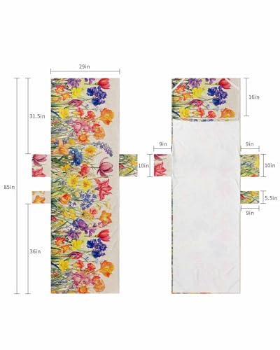 Colorful Tulip Beach Lounge Chair Towel Cover, Soft Chaise Lounge Towel with Side Pockets Patio Pool Chairs Cover for Beach/Pool Sunbathing 29x85 Spring Floral Watercolor Botanical Rustic