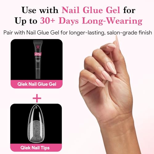 Image of Medium Almond Nail Tips, 15 Sizes 510 PCS Clear Gel Tips