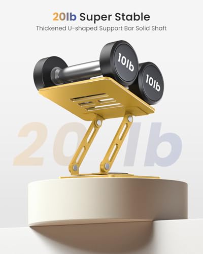 Image of LOXP Metal Tablet Stand, 360 Rotating iPad Stand with Heavy-Duty Base, Tablet Holder Compatible with 4.0-16.9 inch Device, iPad Pro Air Mini, Kindle, Surface Tablet, Portable Monitors - Gold