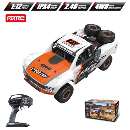 Image of 1 /12 RD12 RC Drift Car, 4WD Full-Proportional Brushed Racing Car with Gyroscope and 7-Color LED Lights, Remote Control Truck Gift for Adults (Orange)