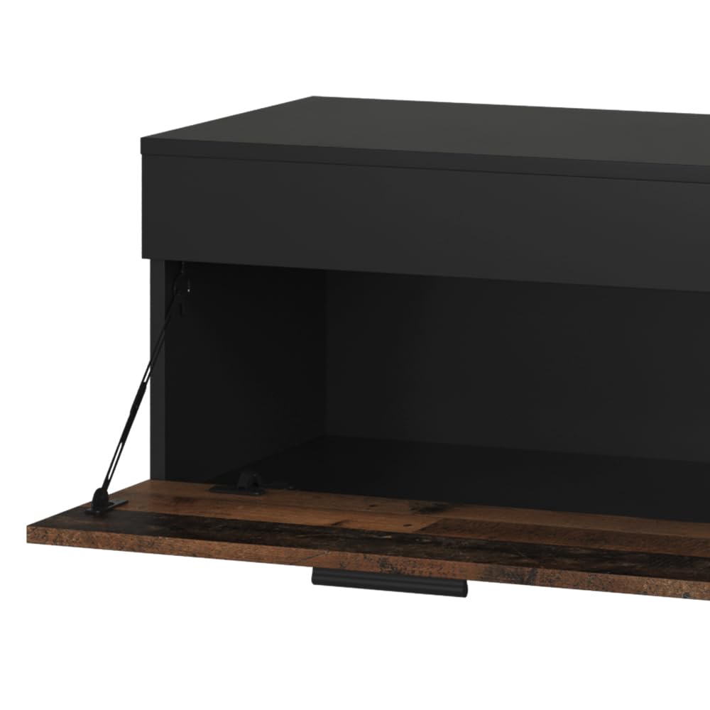 Vicco Armarios de salón Berno, Negro/Antiguo | 2 partes, para almacenar dispositivos multimedia y accesorios para el hogar