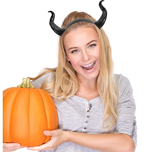 Luxshiny Cerchietto con Corna di Diavolo per Halloween con Corna Del Diavolo Cerchietto Halloween Diavolo Accessori Cosplay per Feste(Nere)