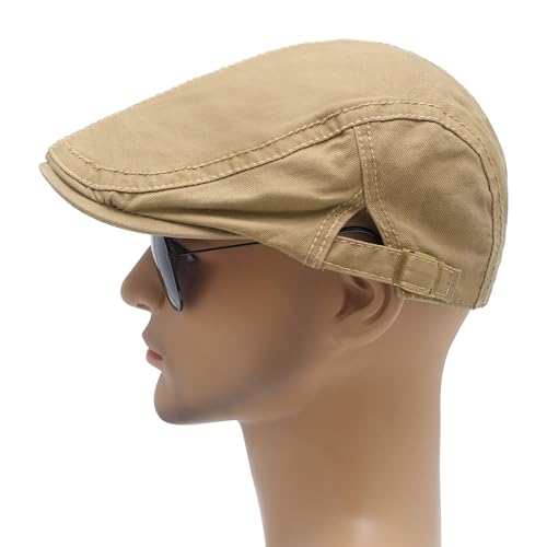 Image of ZLYC Men Cotton Flat Cap Summer Scally Ivy Gatsby Newsboy Beret Driver Cabbie Hunting Hat