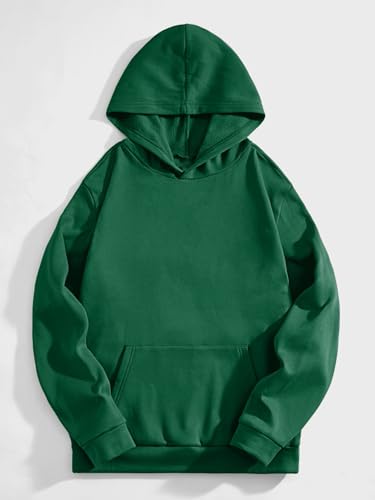 COZYEASE Men's Graphic Letter Print Drawstring Street Hoodies Oversized Vintage Long Sleeve Sweatshirts Green M2