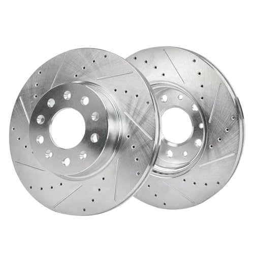 Image of Detroit Axle - Rear Brake Rotors for 2020-2024 Cadillac CT4, Drilled and Slotted Disc Brake Rotors 2021 2022 2023 Replacement: 12.40 inch inch Rotors
