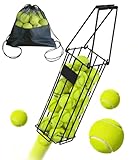 Selbst Tennis Ball Hopper, Tennis Balls Basket, Portable Pickleball Collector with Mesh Carry Bag - Large Capacity Carrier Picker Upper Caddy