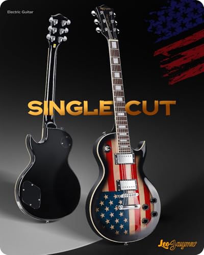 Image of Leo Jaymz SC Series Electric Guitar - Mahogany Body, Laurel Fingerboard, Dual Humbuckers,Tune-O-Matic Bridge, C Neck, 18:1 Tuners (US Flag)
