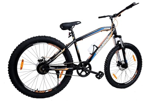 Image of Hero Sprint Monk Cycle in 24t Wheel Size with Extra Fat Tyres of 24 * 3.00 with Dual disc Brakes for Age Group 9 to 11 Years (Available in Black Orange Colour only)