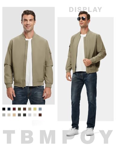 Image of TBMPOY Men's Windproof Bomber Jackets Lightweight Track Jackets Windbreaker Outdoor Golf Fashion Coat