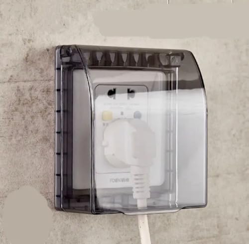 Image of Universal Waterproof Wall Socket Plate Panel Switch Box Cover Protector | Weatherproof Single Outlet Cover Outdoor Receptacle Protector (pack of 2).