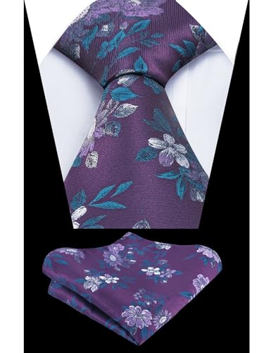 Image of Alizeal Mens 3.15'' Colorful Flower Pattern and handkerchief Necktie Set