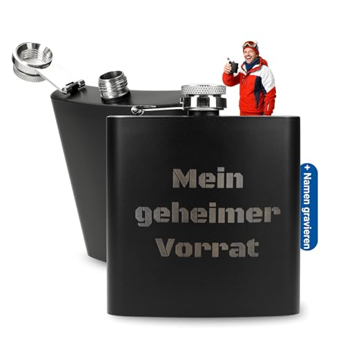 Flasque personnalisée en acier inoxydable - Récipient à boire en acier inoxydable de 170 ml - Flasque compacte pour l'extérieur avec gravure - Idée cadeau pour les hommes avec bouchon à vis sécurisé