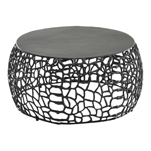 FineBuy Table Basse Aluminium Ronde Cover