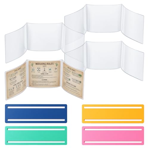4Pcs 2026 Mahjong Card Sleeve and 4Pcs Line Finders Set, Fit Large Print Size(6 1/8”x4 3/4”), Clear Mahjong Card Protector Cover Holder, Soft Scorecard Cover Mah Jiong Accessories for Beginners