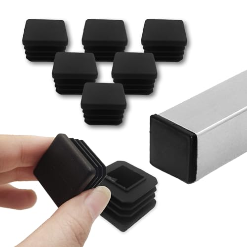 Image of 32 Pcs 1 inch Square Tubing End Caps, Plastic End Caps Insert Finishing Plug for Chair Legs, Pipe Post, Table Legs (Black, 25x25mm)