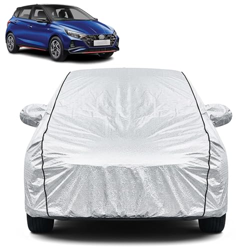 Image of Waterproof Car Cover for Hyundai i20 N Line | Dustproof, UV Resistant & Scratch Protection | Soft Cotton Lining | Triple Stitched | Mirror Pockets & Elastic Fit | Silver