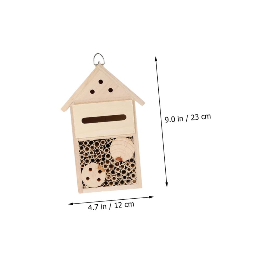 Casa per Insetti in Legno 2 Pezzi Design a Baita Appesa, per Api Impollinatrici e Decorazione da Giardino Naturale