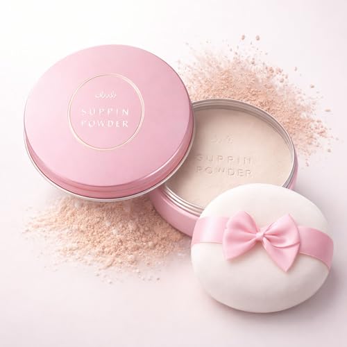 Image of Club Suppin Translucent Setting Powder Foundation, Loose Pressed Powder, Makeup Setting Powder & Finishing Powder for Face with Shea Butter, Amino Acid& Aloe, Overnight Japanese Skincare, PASTEL ROSE