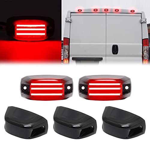 R&F Auto 5PCS LED Rear Roof Cab Lights Replacement for RAM Promaster Vans 1500 2500 3500 2014-2022 Rear Roof Mounted Cab Light Lamp Reflective Lights Assembly Smoked Lens