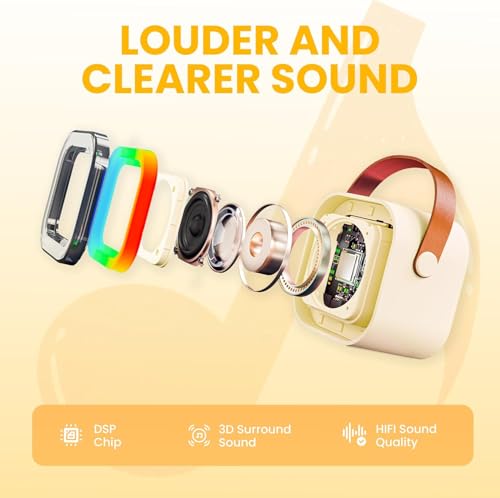 Image of TOYTONIC Wireless Karaoke Speaker with Microphone, Portable Bluetooth Speaker with LED Light Effects, and Carry Handle for Kids and Adults