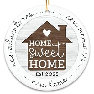 HEXMOZ New Home Gift Ideas – Housewarming Gifts for Couples – New Home Ornament 2025 – First House Ornament 2025 – First House Gifts for Owners, Men, Women – Housewarming Ceramic Christmas Keepsake