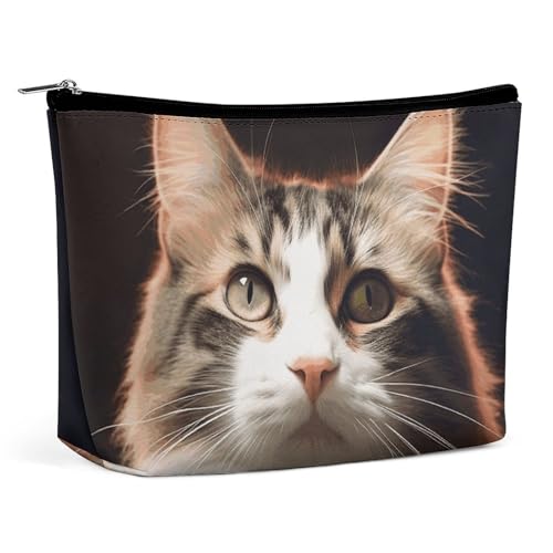 Bolsa de cosméticos pequeña, Elegante y espaciosa, con diseño de Gato, para Maquillaje, portátil, con Cremallera, para lápiz Labial, Neceser de Viaje, Mejor Amiga.