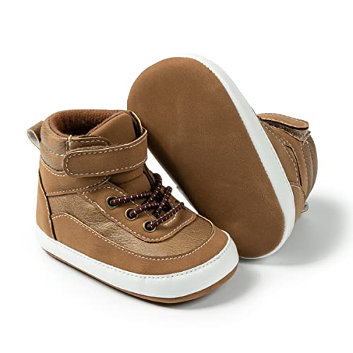 Image of CENCIRILY Baby Boys Girls High Top Sneakers Soft Soles Anti Skid Infant Ankle Shoes Toddler Prewalker First Walking Crib Shoes