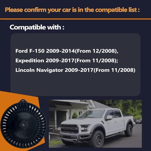 Image of HVAC A /C Heater Blower Motor Compatible with F-150 2009-2014(from 12 /2008), Expedition 2009-2017(from 11 /2008); Compatible with Lincoln Navigator 2009-2017(from 11 /2008)