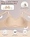 SCECXY Womens Everyday Comfort Bra Full Coverage Wireless Bralettes Sexy Breathable V-Neck Mesh Soft Support Brassiere Beige 36C