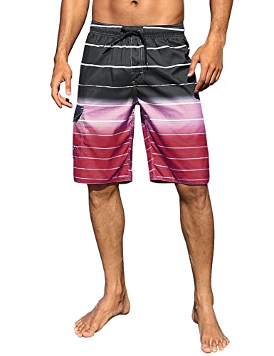 Image of Nonwe Men's Beachwear Quick Dry Striped Board Shorts