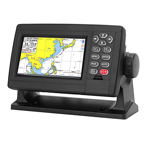 [GPS a doppia modalità ad alta precisione] Il navigatore GPS Marine presenta un posizionamento a doppia modalità ad alta precisione velocità di posizione accurata e informazioni sulla rotta. Con schermo LCD TFT a colori 5 pollici e una risoluzione WVGA 480 x 272 garantisce una chiara visibilità anche alla luce del sole. La retroilluminazione a LED e l'ampio angolo di visione migliorano la leggibilità in tutte le condizioni, mentre la progettazione ad ampio tensione DC1236V garantisce la
