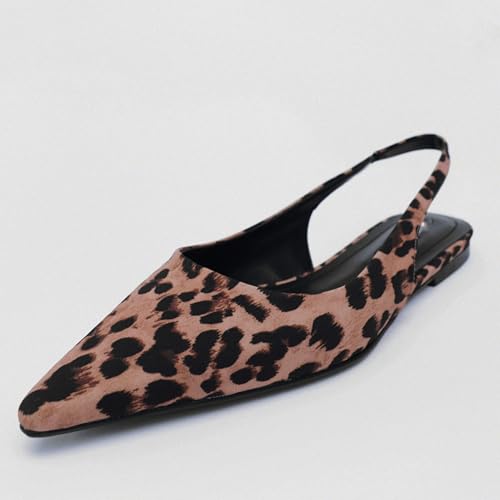 Slingback Flats for Women Slip-On Comfortable Patent Leather Shoes Fashion-Forward and Elegant Pointy Flats Animal Print2